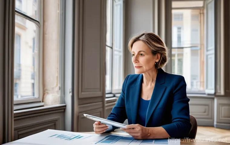 감정평가사로 성공하기 위한 팁 - **Prompt:** A discerning French real estate expert, a woman in her late 40s with a smart business ca...