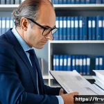 감정평가사의 감정평가 관련 법률 요약 - A professional French real estate expert in a modern office setting, wearing business attire and gla...