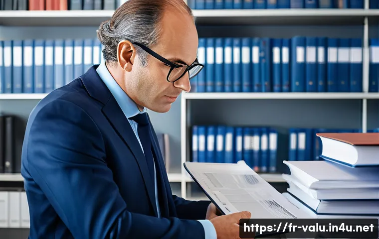 감정평가사의 감정평가 관련 법률 요약 - A professional French real estate expert in a modern office setting, wearing business attire and gla...