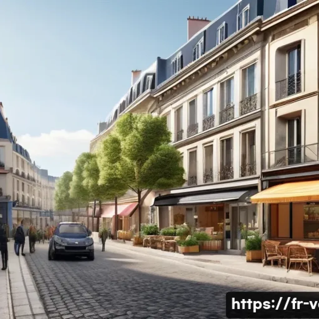 감정평가사의 실무에서 피해야 할 실수 - A detailed urban neighborhood scene in a modern French city, showcasing a diverse mix of renovated a...