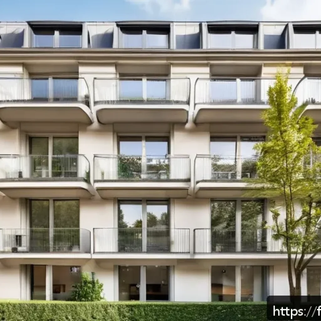 감정평가사 실무 사례 공유 - A modern Parisian apartment building exterior, showcasing a well-maintained facade with balconies, a...