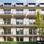 감정평가사 실무 사례 공유 - A modern Parisian apartment building exterior, showcasing a well-maintained facade with balconies, a...