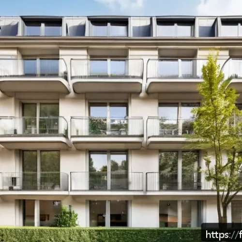 감정평가사 실무 사례 공유 - A modern Parisian apartment building exterior, showcasing a well-maintained facade with balconies, a...