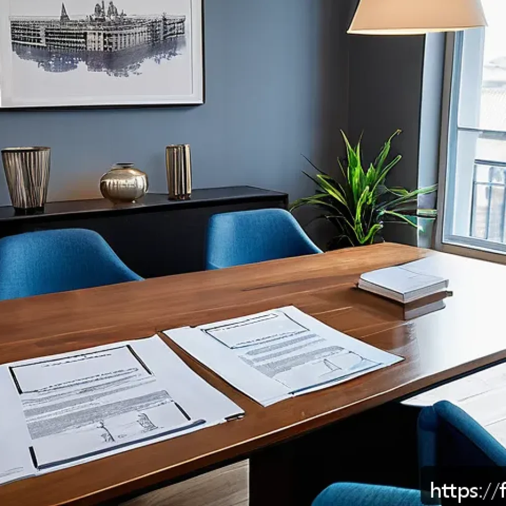 감정평가사의 임대차 계약 평가 - A detailed scene of a modern French apartment rental contract signing between a landlord and tenant ...