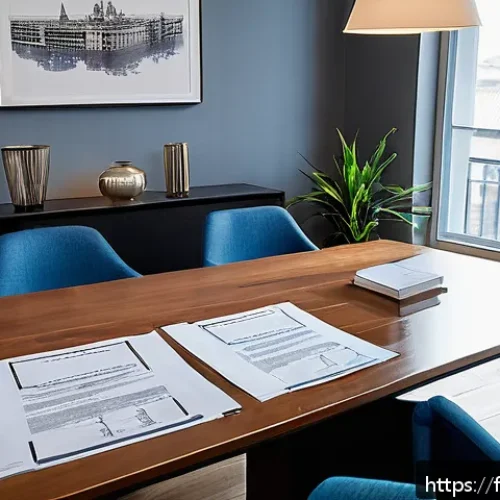 감정평가사의 임대차 계약 평가 - A detailed scene of a modern French apartment rental contract signing between a landlord and tenant ...