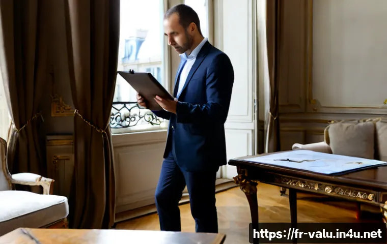 감정평가사의 전문성 강화 방법 - Photorealistic French real estate appraiser conducting a meticulous apartment valuation in a bright ...